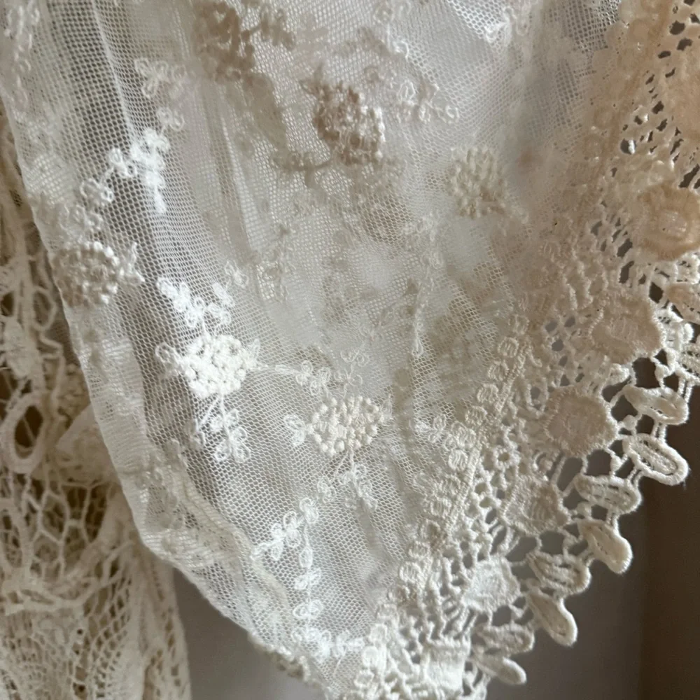 Pretty Angel Boho Lace Tunic Top XL Ivory Crochet & Lace Romantic Festival - Picture 4 of 13